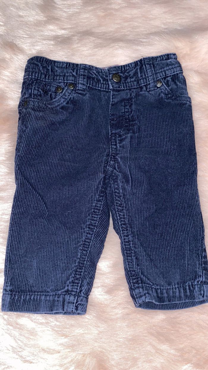 Pantalon bleu marine velours obaibi