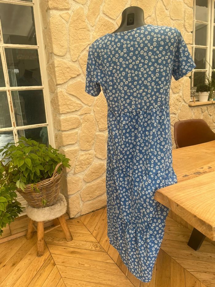Robe longue d’été kiabi taille L 40 bleu à motifs floral blanc - photo numéro 3