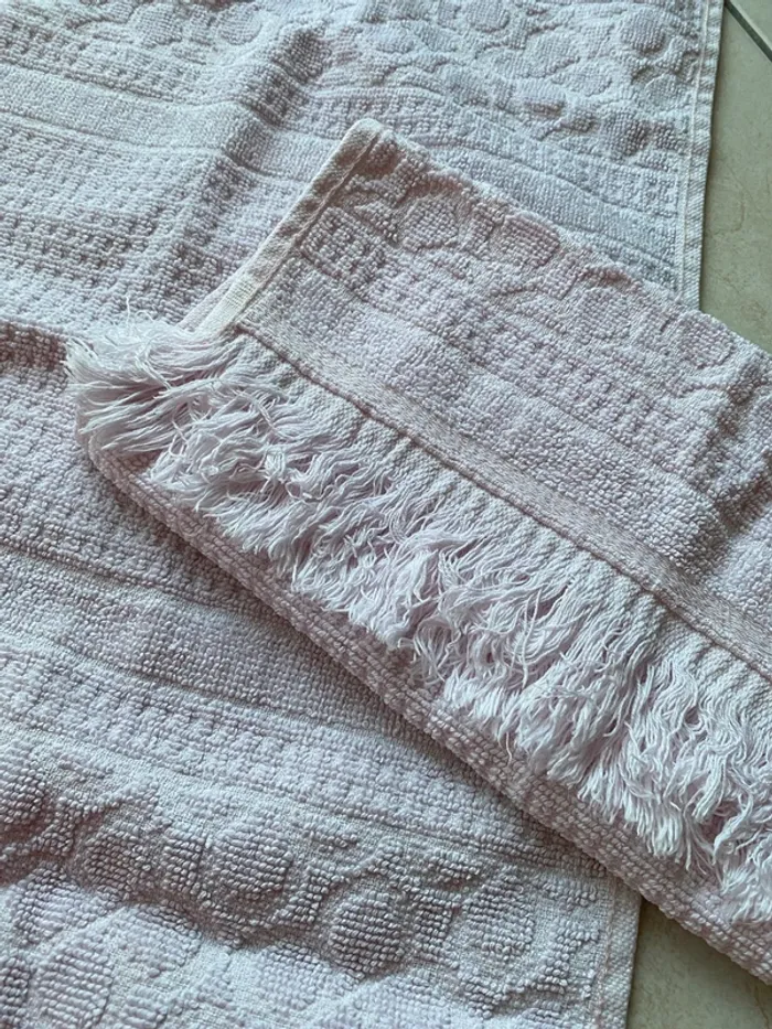 Lot de 2 serviettes essuies main rose clair - photo numéro 5