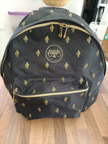 Sac à dos noir et doré Temps des Cerises motifs cactus