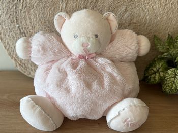 Neuf doudou ours boule rose perle grelot kaloo grand modèle