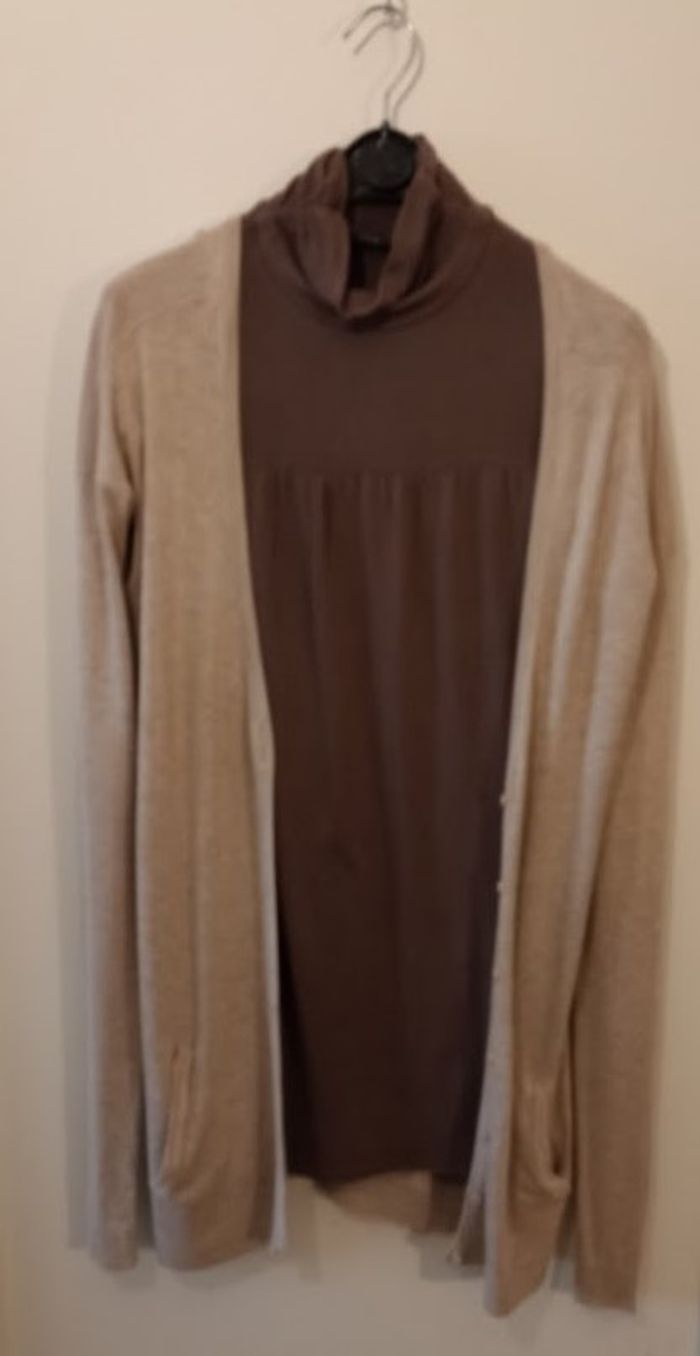 Gilet Long Beige / Nude - Cardigan Léger Chic & Tendance - photo numéro 2