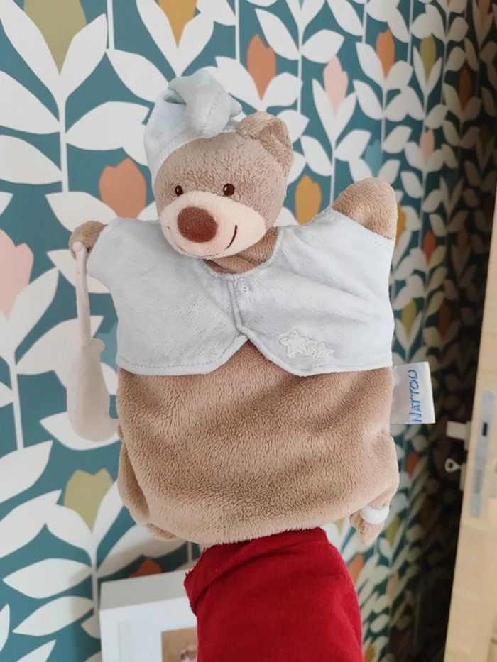 Doudou plat marionnette ourson ours nounours nattou