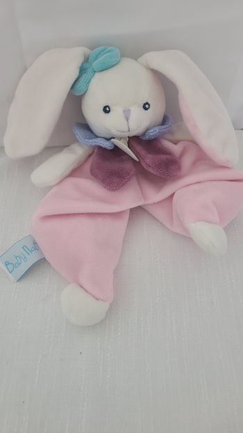 Doudou plat lapin rose blanc prune bleu Berry BABY NAT