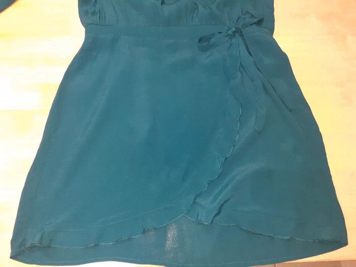 Jolie robe portefeuille bleu vert canard - photo numéro 5