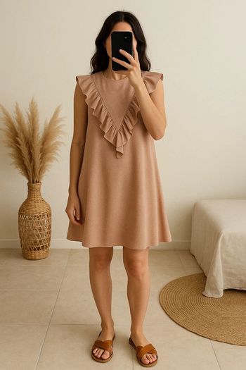 Robe rose poudré coupe évasée Janne Mill taille 36