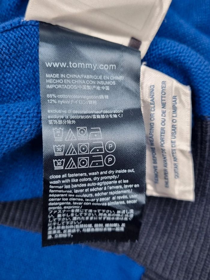 Veste zippée Tommy Hilfiger – Bleu & Blanc – Taille M Hommes (mesures en photos) - photo numéro 7