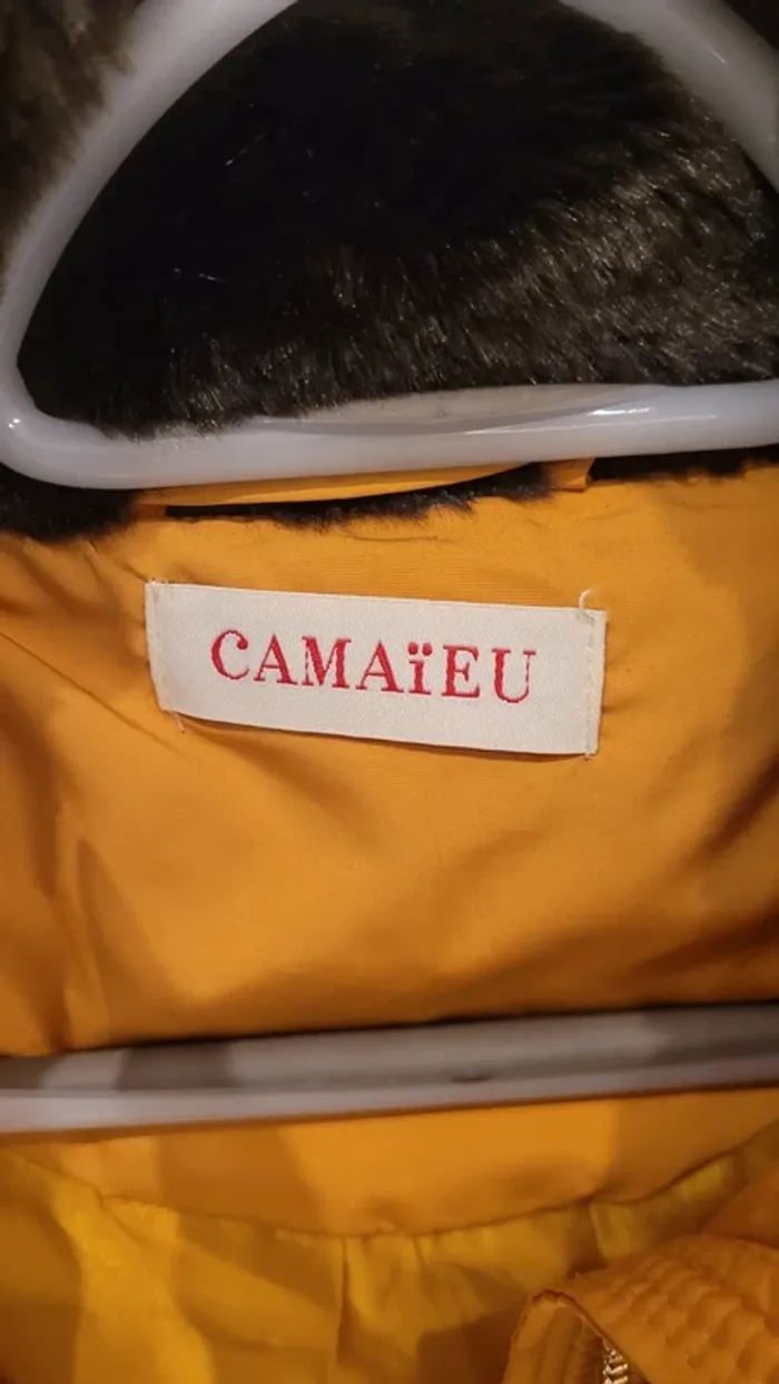 Blouson Doudoune moutarde capuche amovible - photo numéro 4