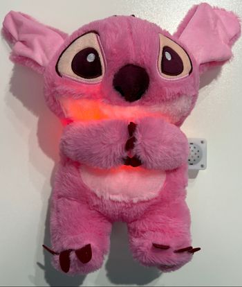 Peluche doudou Angel 30 cm qui aide à dormir, calme les enfants, lumineuse respire et fait de la musique bouge les oreilles 4 modes fonctionnement NEUF