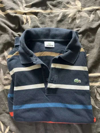 Polo Lacoste rayé manches longues - taille L