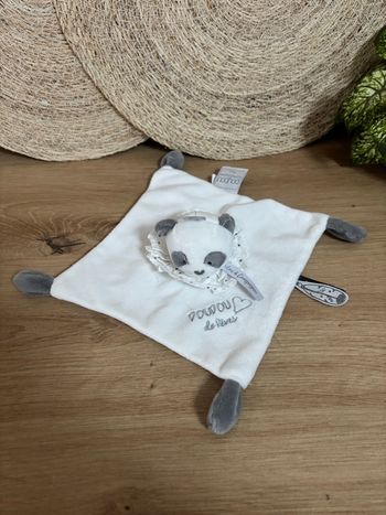 Doudou plat panda gris blanc doudou et compagnie 