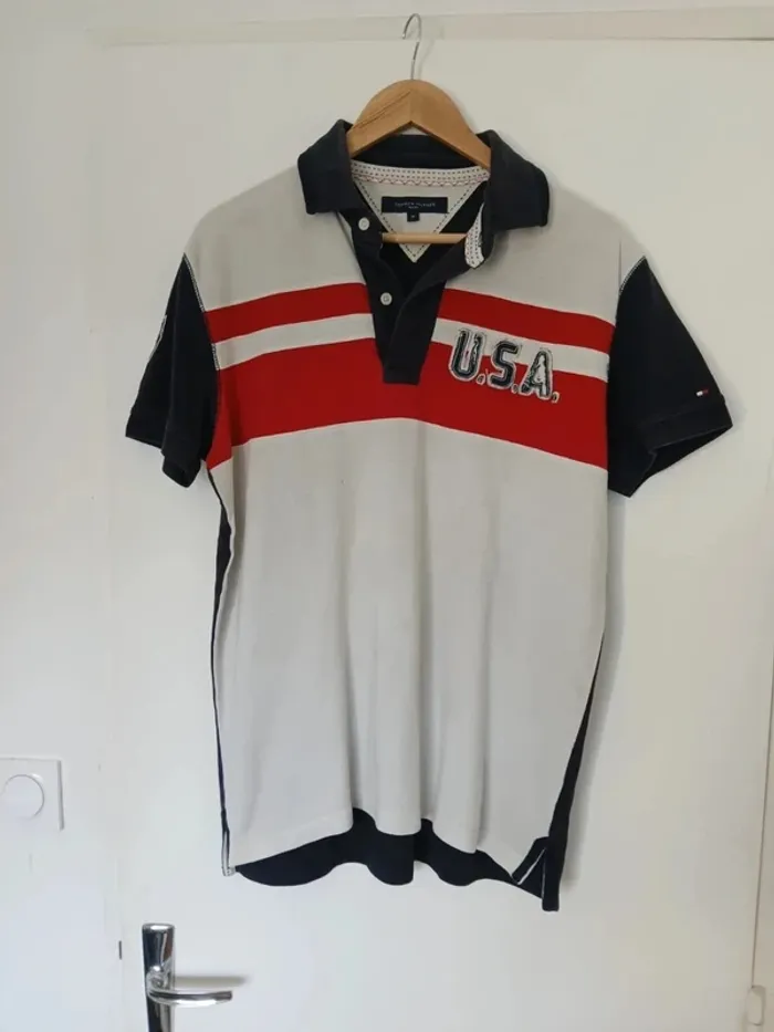 Polo tommy hilfiger M USAnoir blanc et rouge