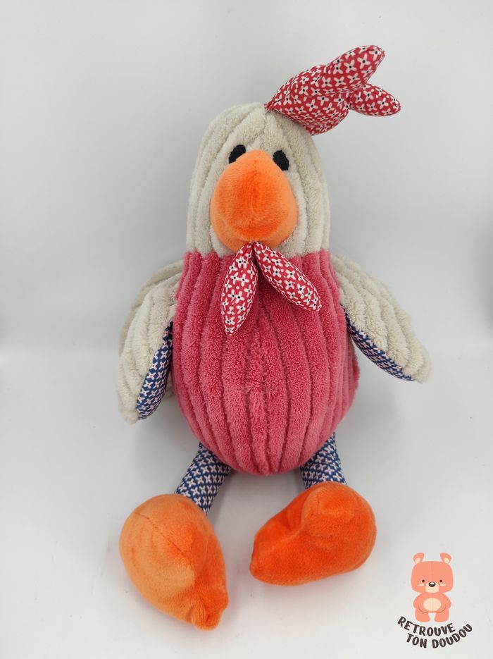 Doudou Poule Coq rouge CA Crédit Agricole