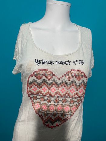 Tee shirt camaïeu blanc motif cœur 40