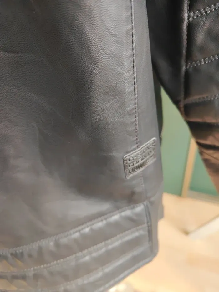 Veste en cuir noire homme Gstar taille L - photo numéro 8