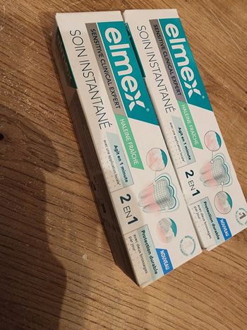 Lot de 2 dentifrices elmex sensitive clinical expert soin instantané haleine fraiche neuf