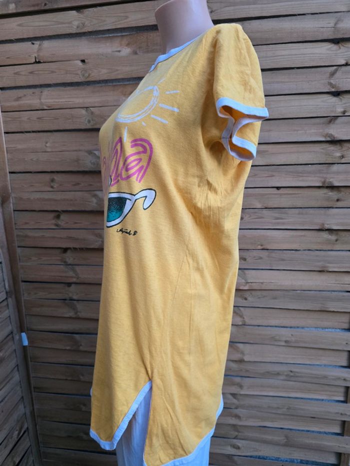 Long Tee-shirt plage imprimé 🍒vintage 70🍒taille unique voir mesures descriptif - photo numéro 2