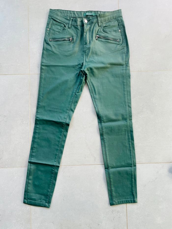 Pantalon vert effet huilé - photo numéro 2