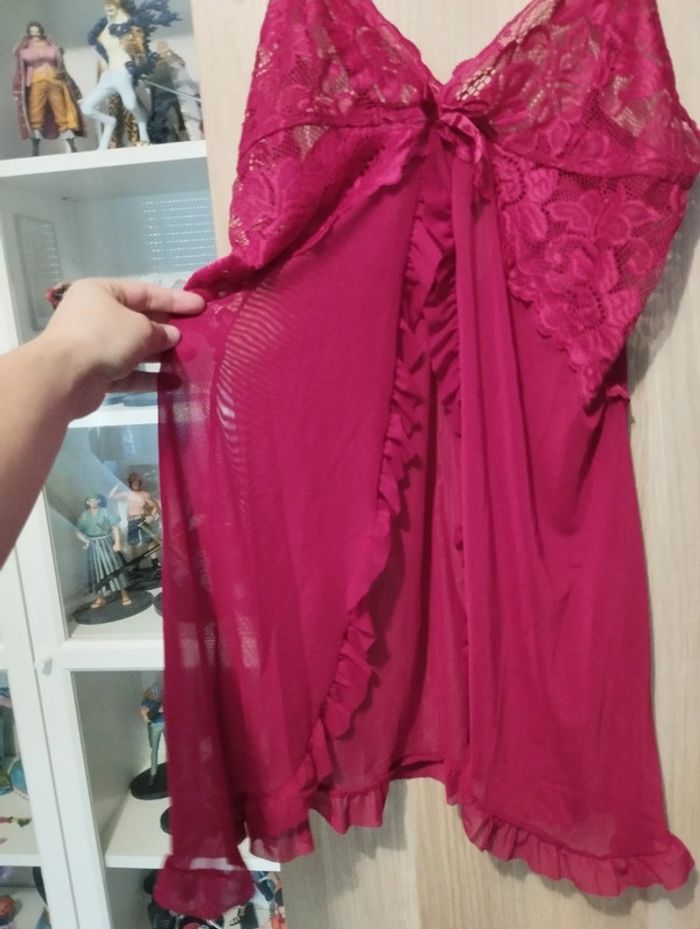 Ensemble nuisette + culotte rouge dentelle neuf - Taille XL 42 - photo numéro 9