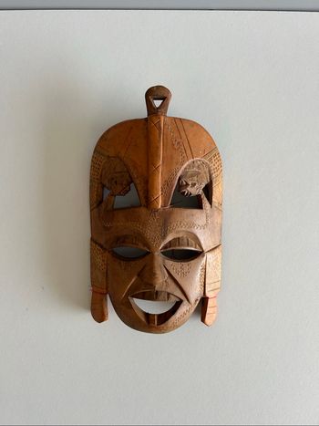 Masque mural africain bois sculpté – pièce artisanale, déco ethnique