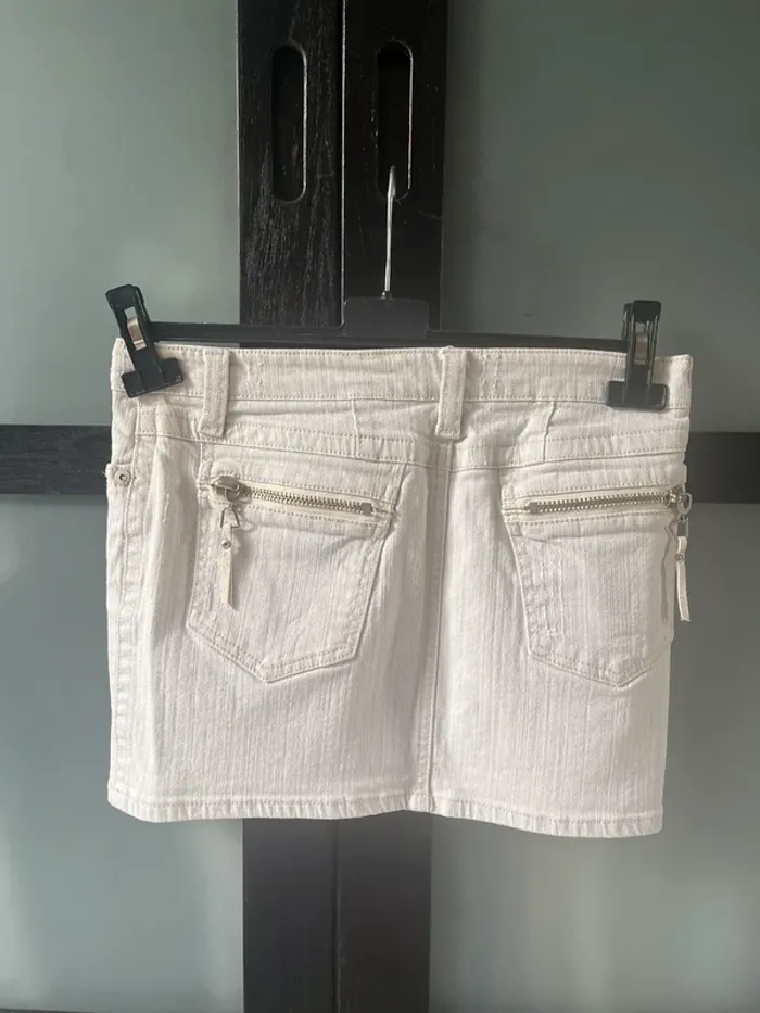jupe en jeans beige - photo numéro 3