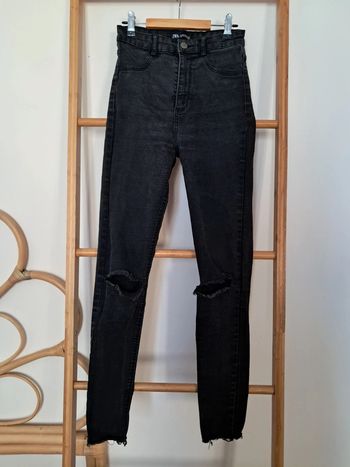 Jeans noir à trou taille haute skinny Zara S 36 bon état