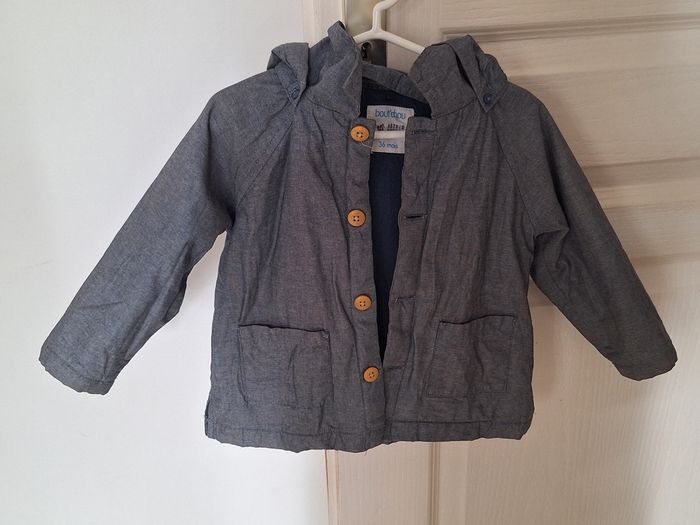 Manteau fin parka bleu gris / 3 ans / Bout'chou