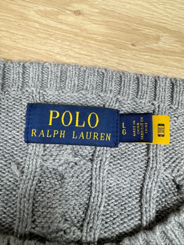 Pull torsadé gris Ralph Lauren taille L - photo numéro 6