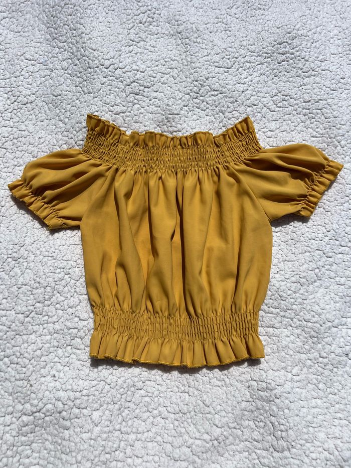Top jaune à fronces taille 7 ans Shein - photo numéro 5