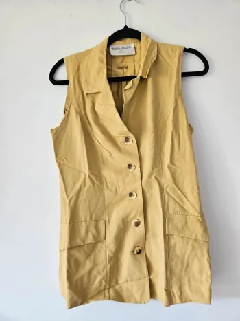 Chemise jaune sans manches péplum vintage Caracas taille 38 / M