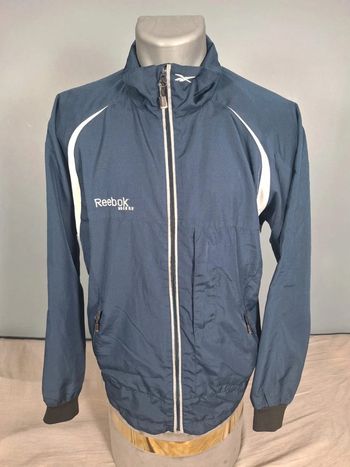 Veste Reebok Hockey M vintage bleu marine zippée sport brodé (545)
