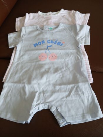 lot 2 barboteuse combishort fille tex baby 60 cm 3 mois