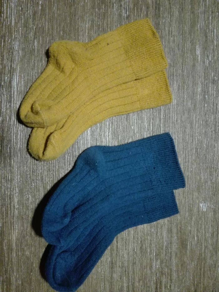 Chaussettes bébé mixte garçon fille 18 20 moutarde bleu canard TAO