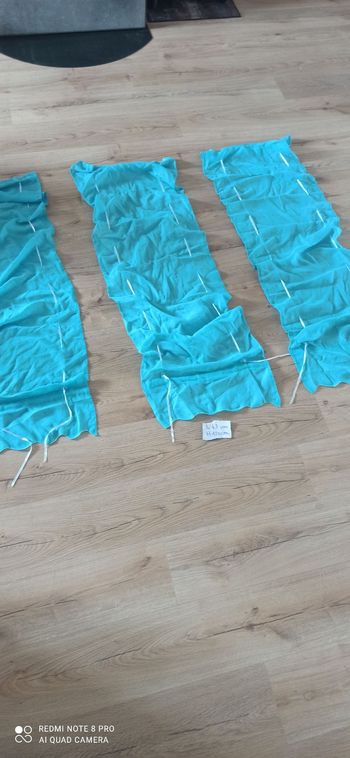 3 rideaux stores turquoise