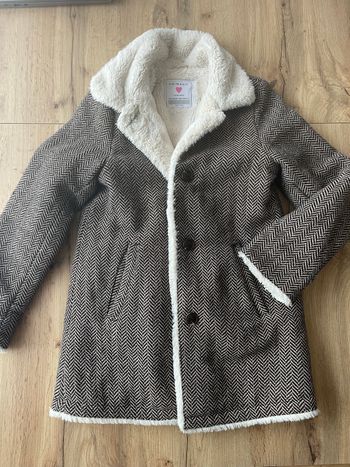 Manteau en laine à chevrons marron