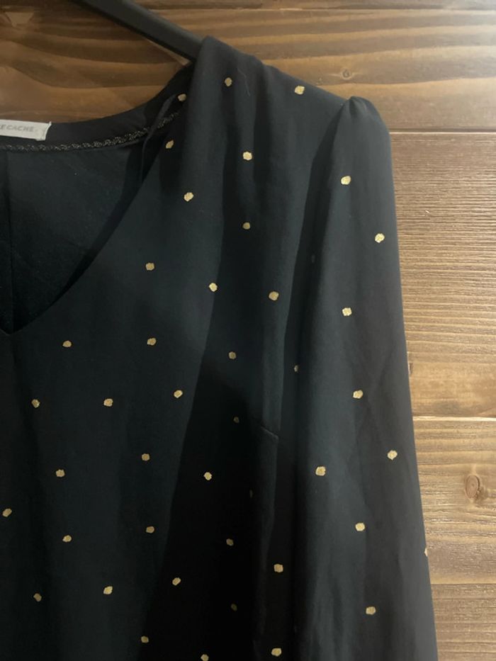 Robe noire courte pois doré - photo numéro 2