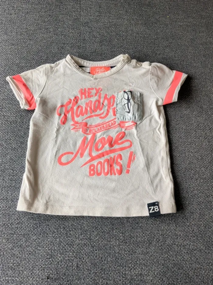 Tee shirt z8 blanc avec lunettes taille 74 cm