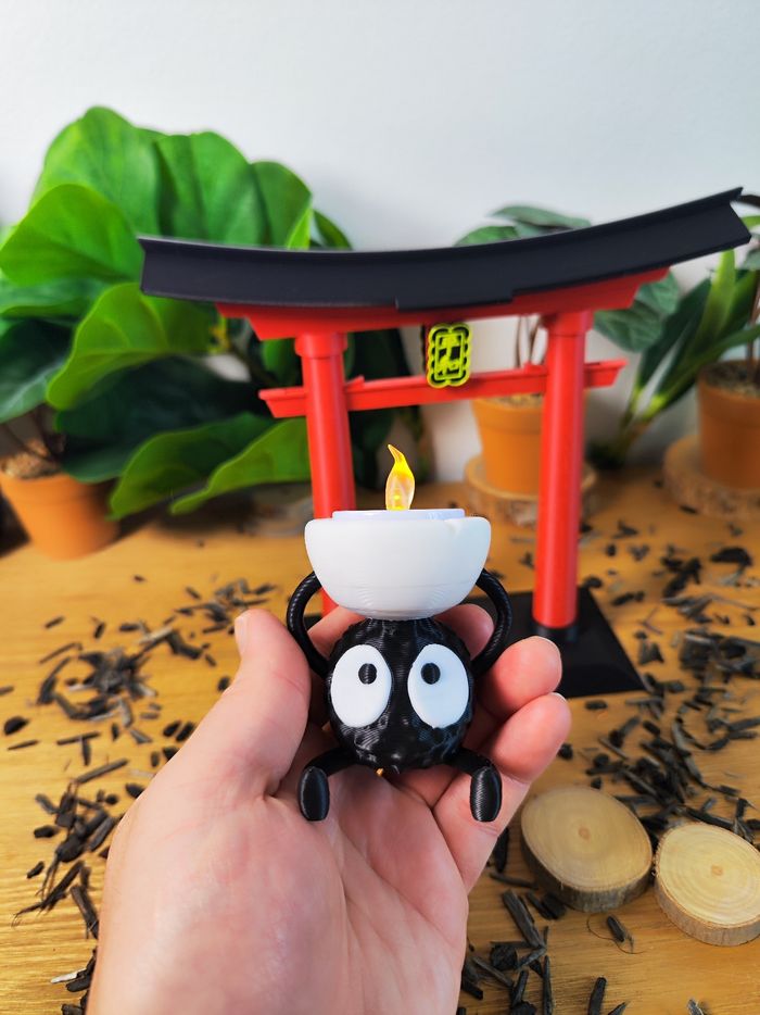 Lot d'un torii et d'une bougeoir Susuwatari Ghibli, studio Ghibli, japon, kodama - photo numéro 3