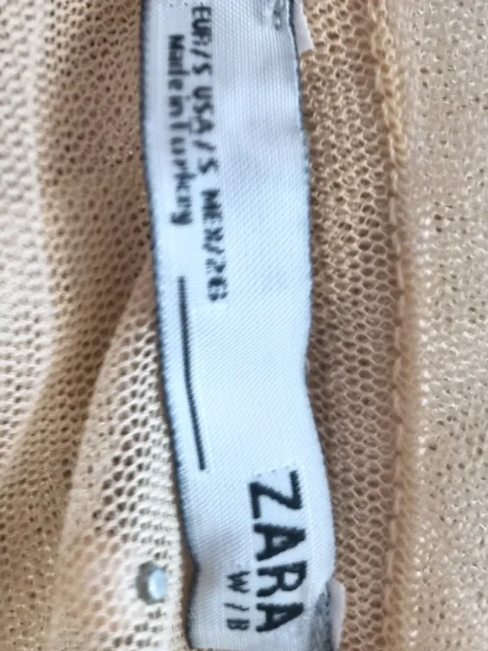 Haut Zara à courtes manches beige transparent avec perles XS/34 - photo numéro 6
