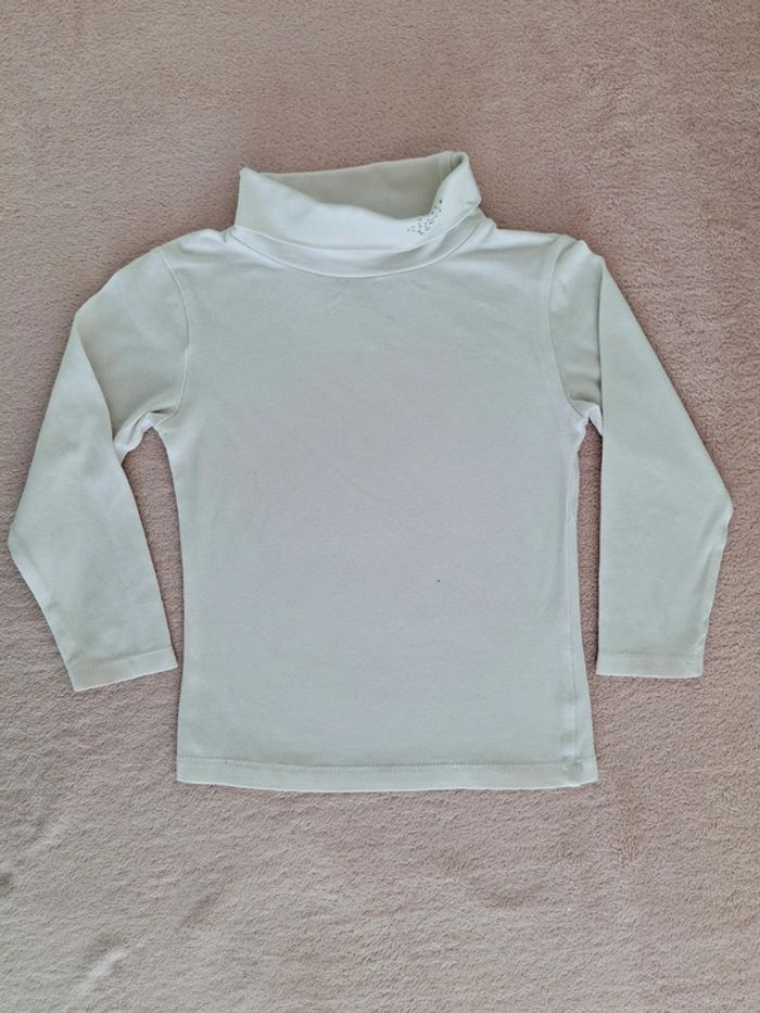 T-shirt 3 ans manches longues blanc col montant étoile strass