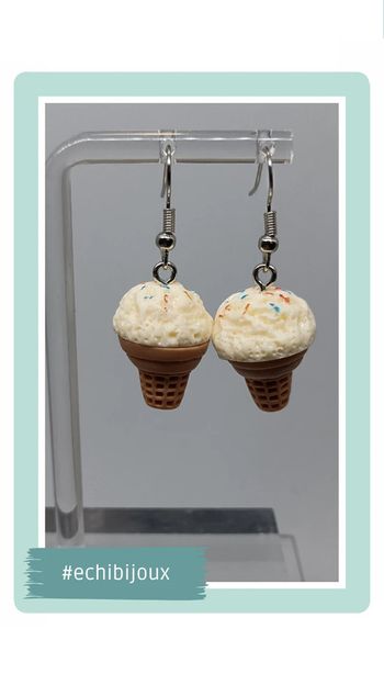 🍄 boucles d'oreilles cornet de glace