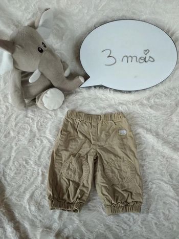 Pantalon doublé Garçon 3 mois éléphant Vertbaudet 100% coton