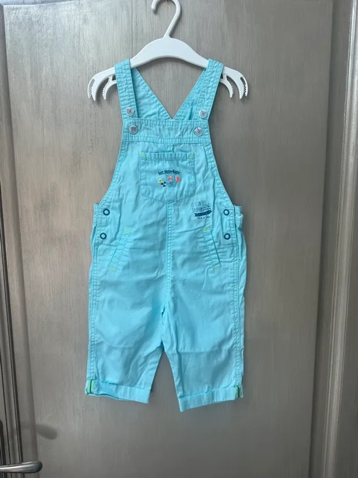 Salopette turquoise sergent major 24 mois 2 ans