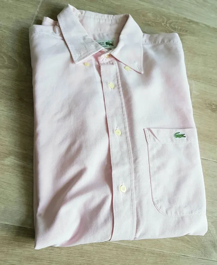 Chemise Lacoste manches courtes rose clair taille 41 - photo numéro 14