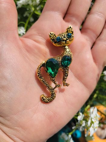 Broche chat coquin yeux bleus