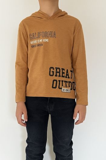 Sweat à Capuche Marron Kiabi "California Nature" - 10 Ans (138-143 cm )