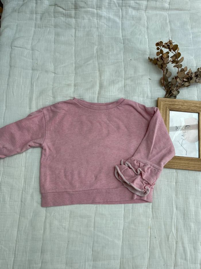 Sweat manche volanté rose - Billiblush