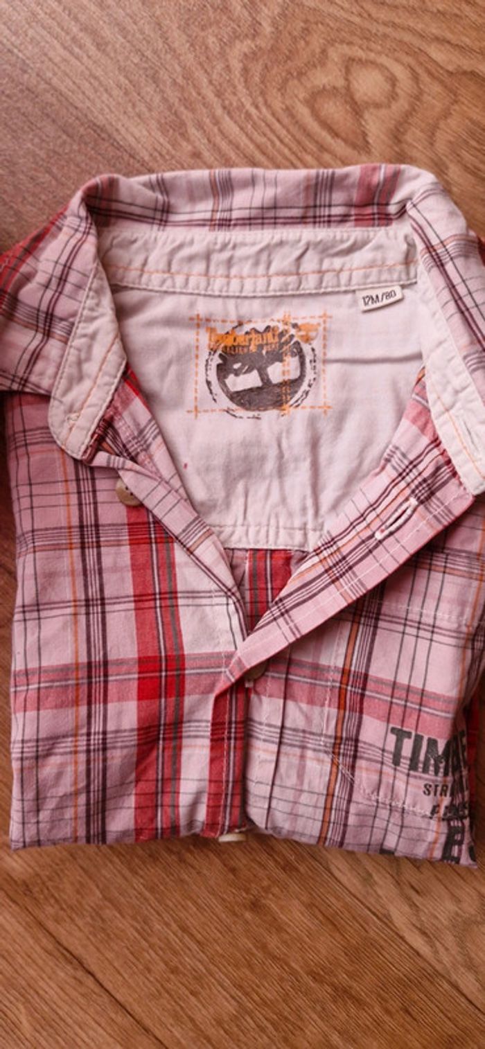 Chemise manches courtes 12 mois coloris rouge/rose/blanc creme - photo numéro 4