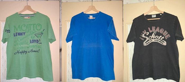 Lot de 3 T-shirts homme L avec petits défauts voir photos et légère décoloration de pliage - photo numéro 2