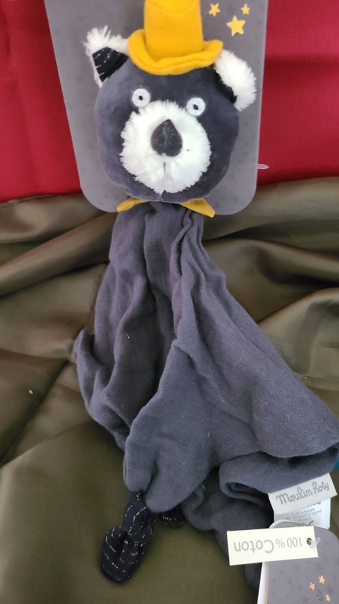 Doudou lange Chat Gris Moutarde Alphonse Les moustaches - Moulin Roty - photo numéro 3